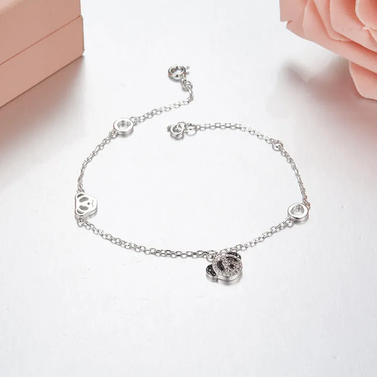 Adorable Panda Diamond Accent Chain Bracelet