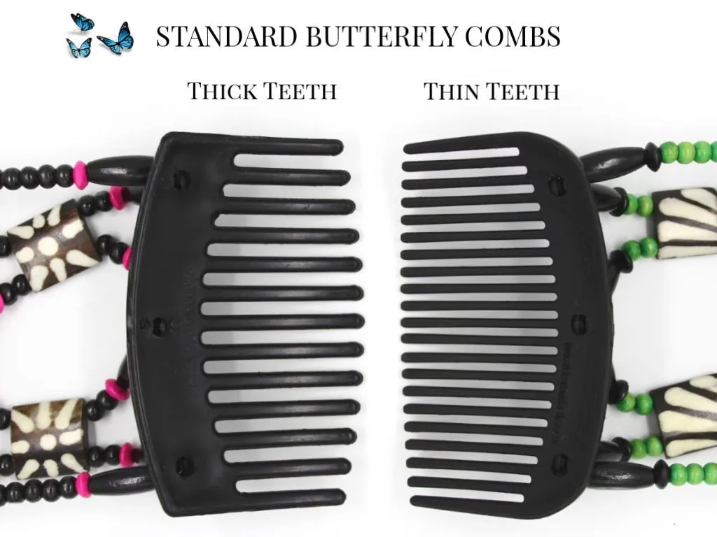 African Butterfly Hair Comb - Beada Black 101
