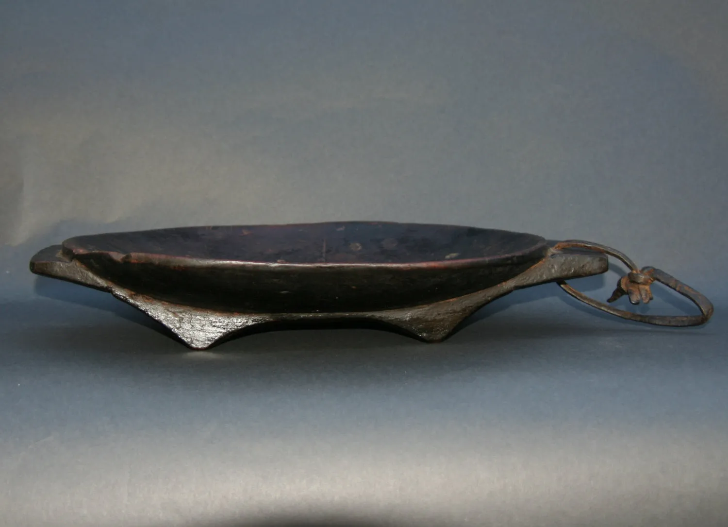African Zulu Meat Platter Wood Carved Leather Strap - South Africa