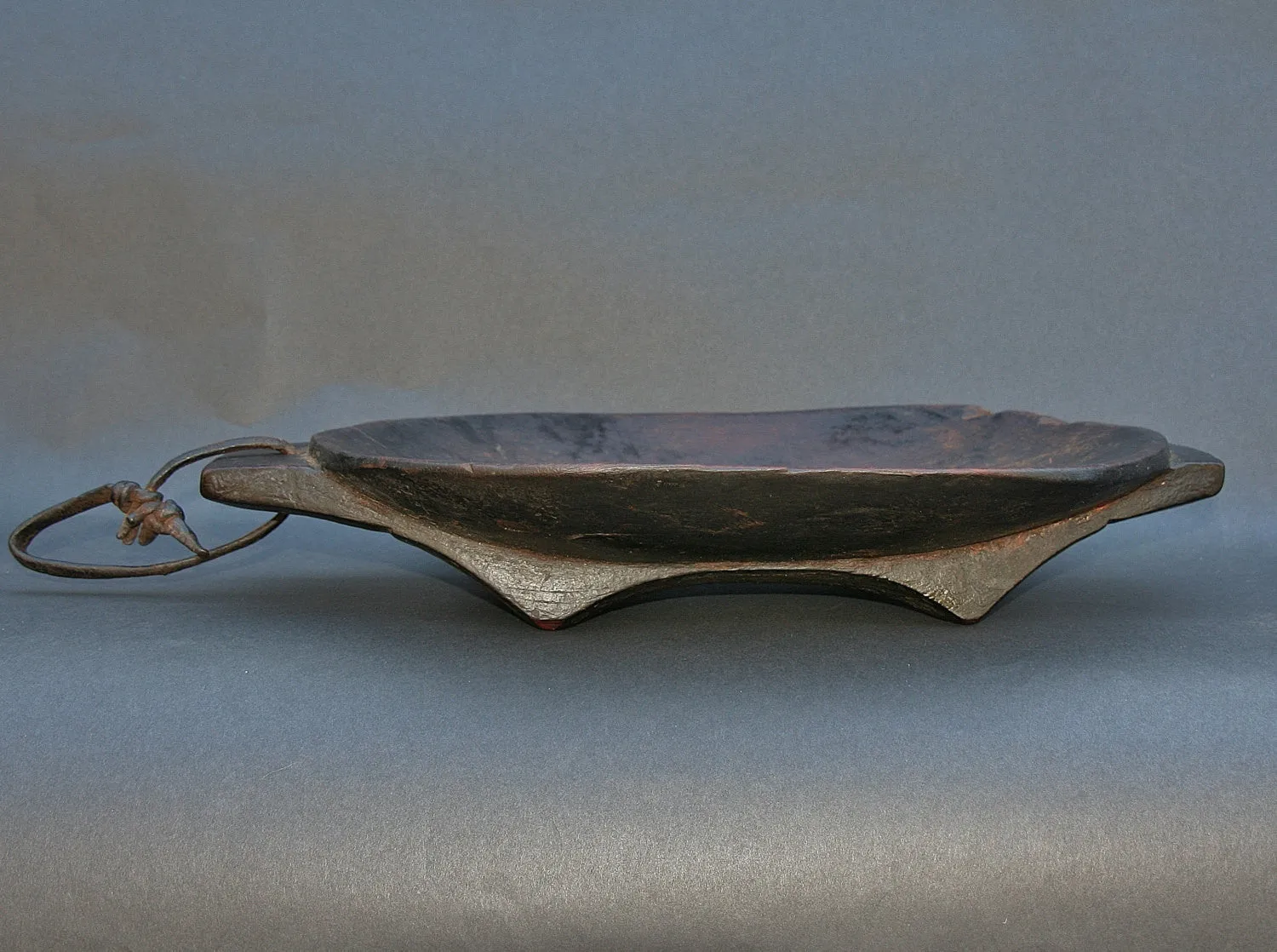 African Zulu Meat Platter Wood Carved Leather Strap - South Africa