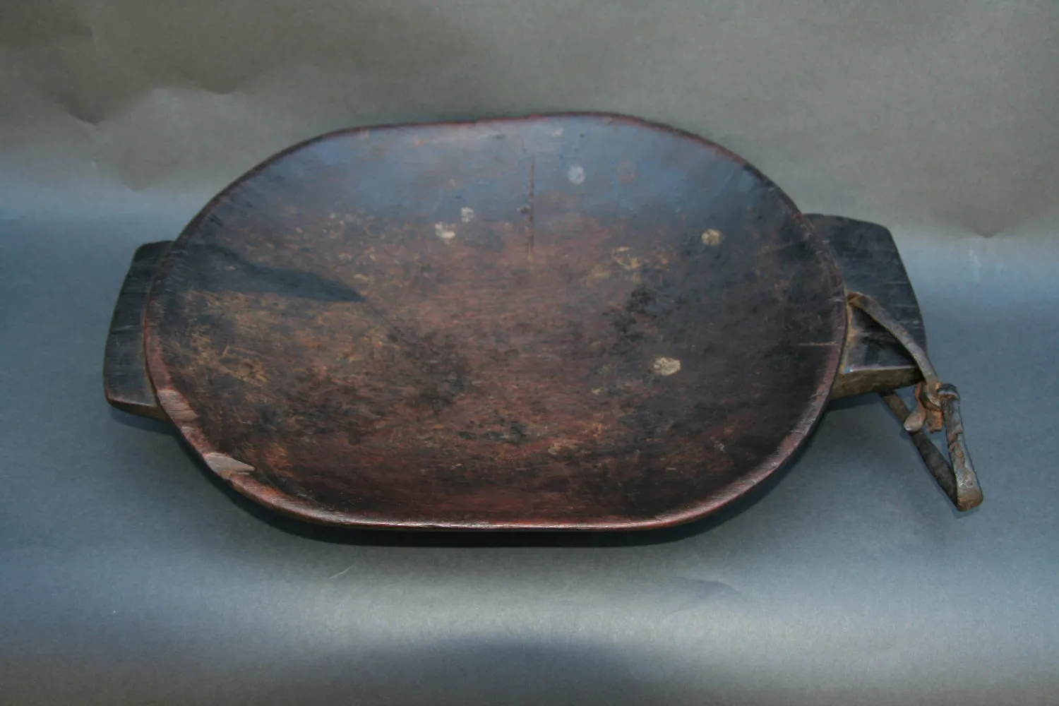 African Zulu Meat Platter Wood Carved Leather Strap - South Africa