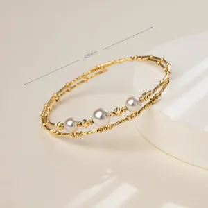 Akoya 18K Gold Double-layer Elastic Wristband Bracelet