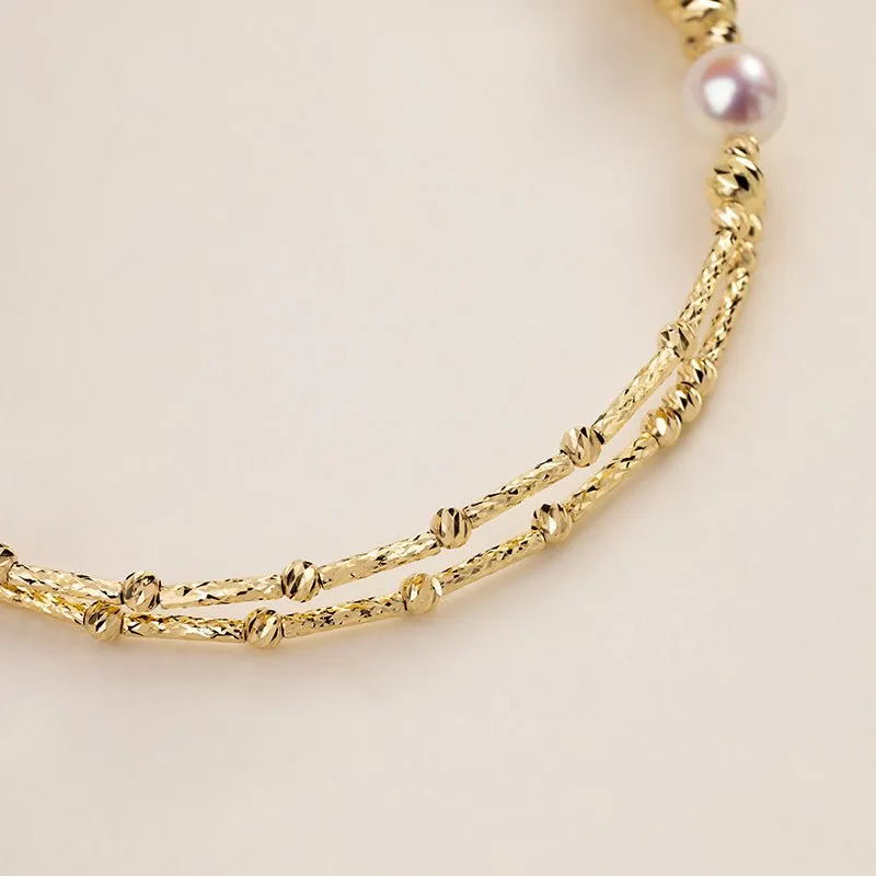 Akoya 18K Gold Double-layer Elastic Wristband Bracelet