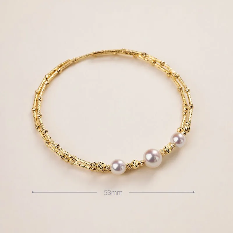 Akoya 18K Gold Double-layer Elastic Wristband Bracelet