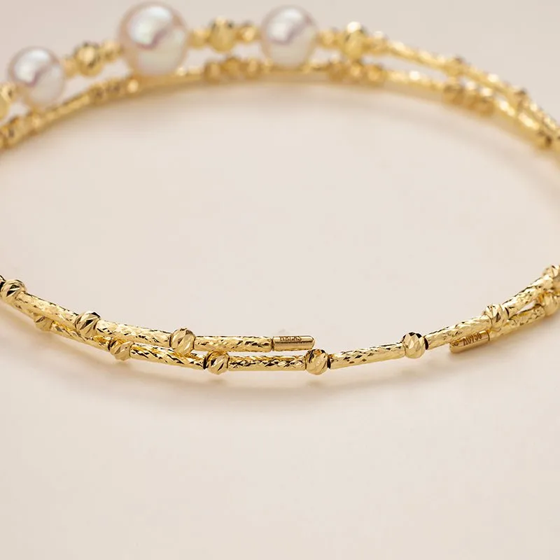 Akoya 18K Gold Double-layer Elastic Wristband Bracelet