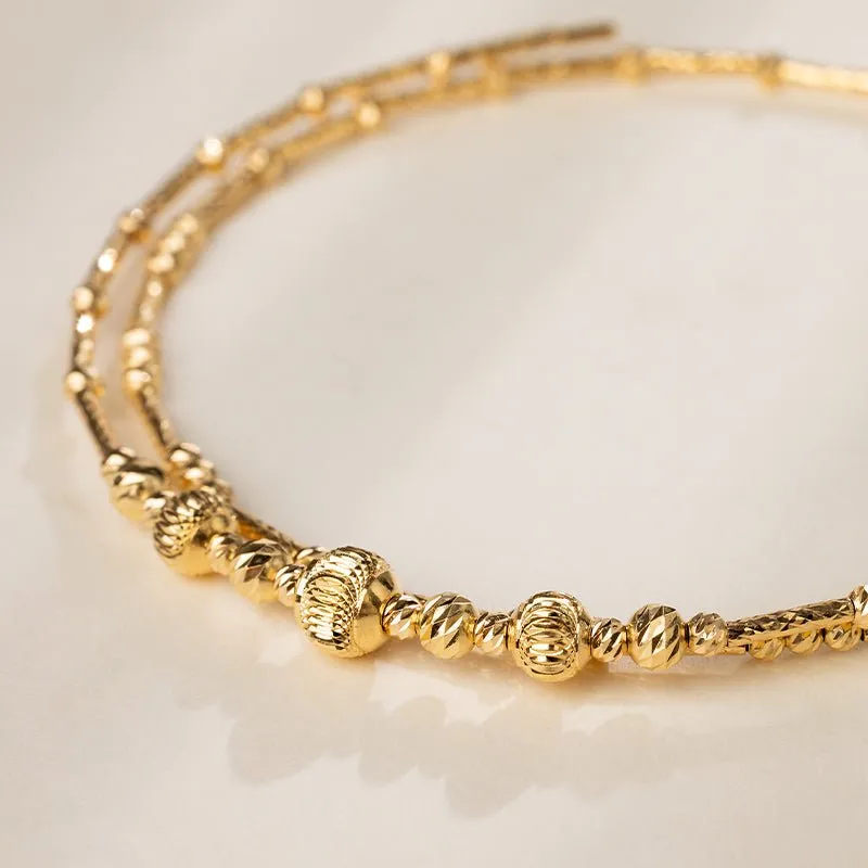 Akoya 18K Gold Double-layer Elastic Wristband Bracelet