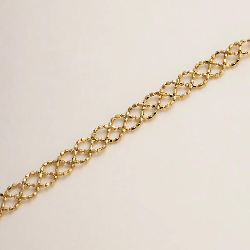 Akoya Pearl 18K Gold Woven Beaded Chain Bracelet