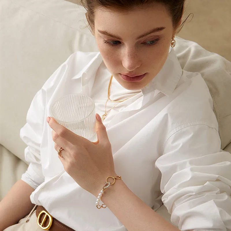 Akoya Saltwater Pearl 18K Gold Diamond Infinity Potential Bracelet
