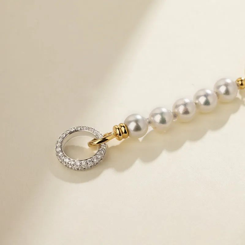 Akoya Saltwater Pearl 18K Gold Diamond Infinity Potential Bracelet