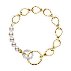 Akoya Saltwater Pearl 18K Gold Diamond Infinity Potential Bracelet