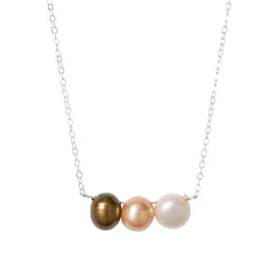 Alia Three Pearl Necklace in Silver