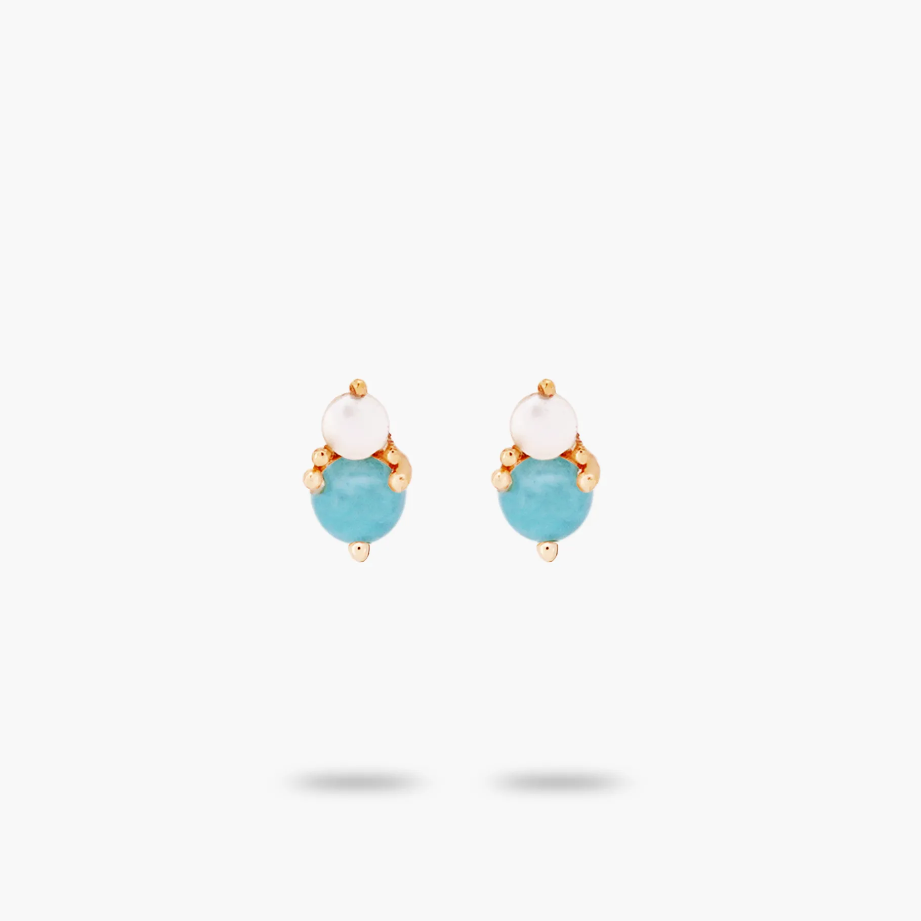 Amare Wear Petite Amazonite with Freshwater Pearl Stacked Stud Earring