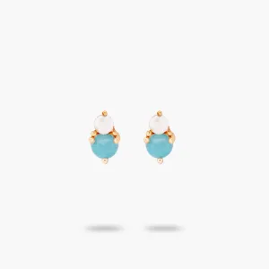 Amare Wear Petite Amazonite with Freshwater Pearl Stacked Stud Earring