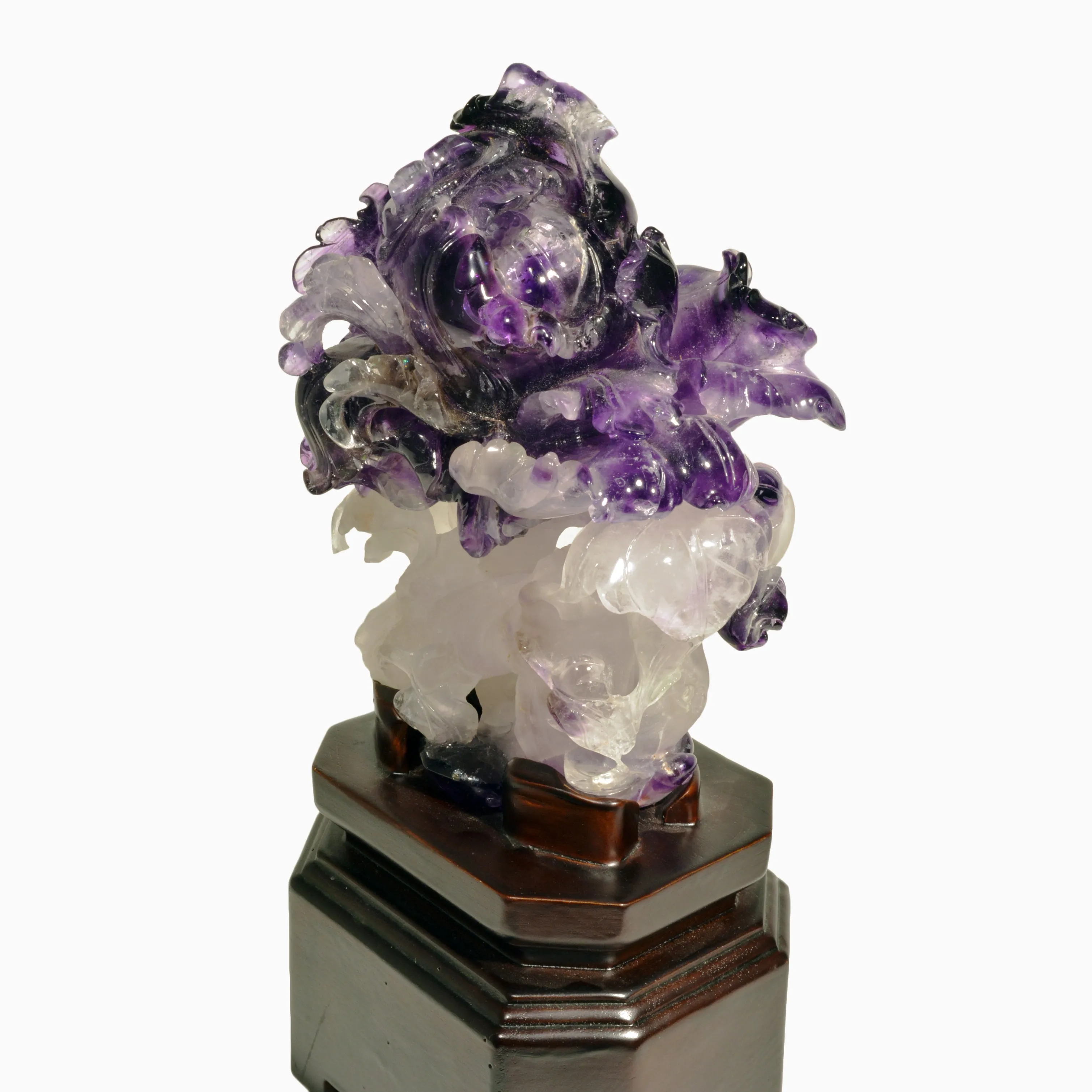 Amethyst 12 inch 6.35 lbs Natural Crystal Iris Gemstone Carving on Custom Wooden Base - China