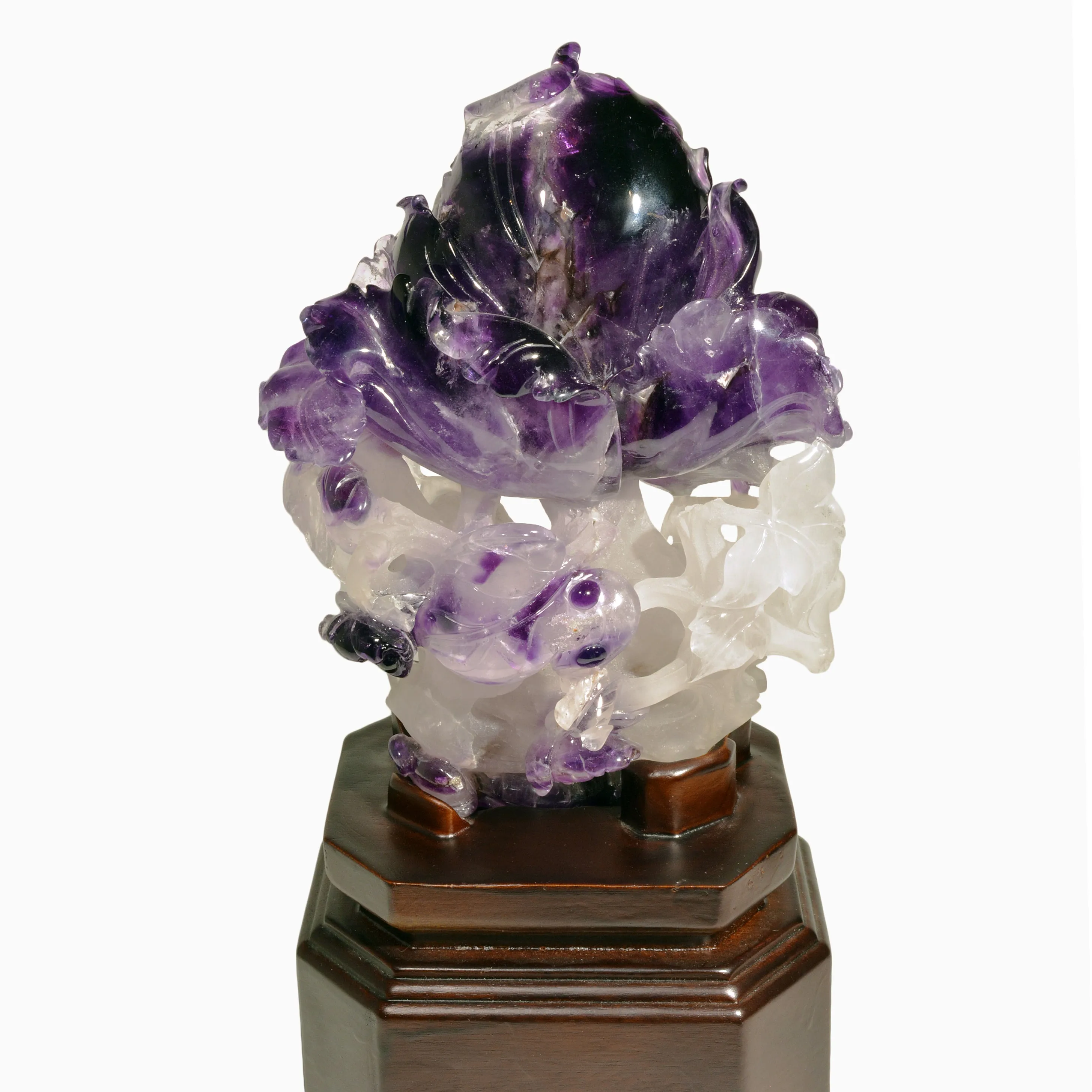 Amethyst 12 inch 6.35 lbs Natural Crystal Iris Gemstone Carving on Custom Wooden Base - China