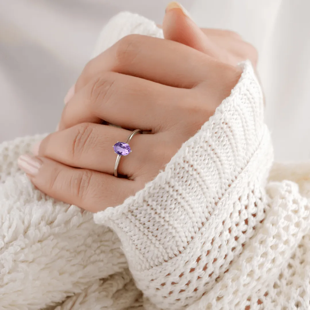 Amethyst Solitaire Ring