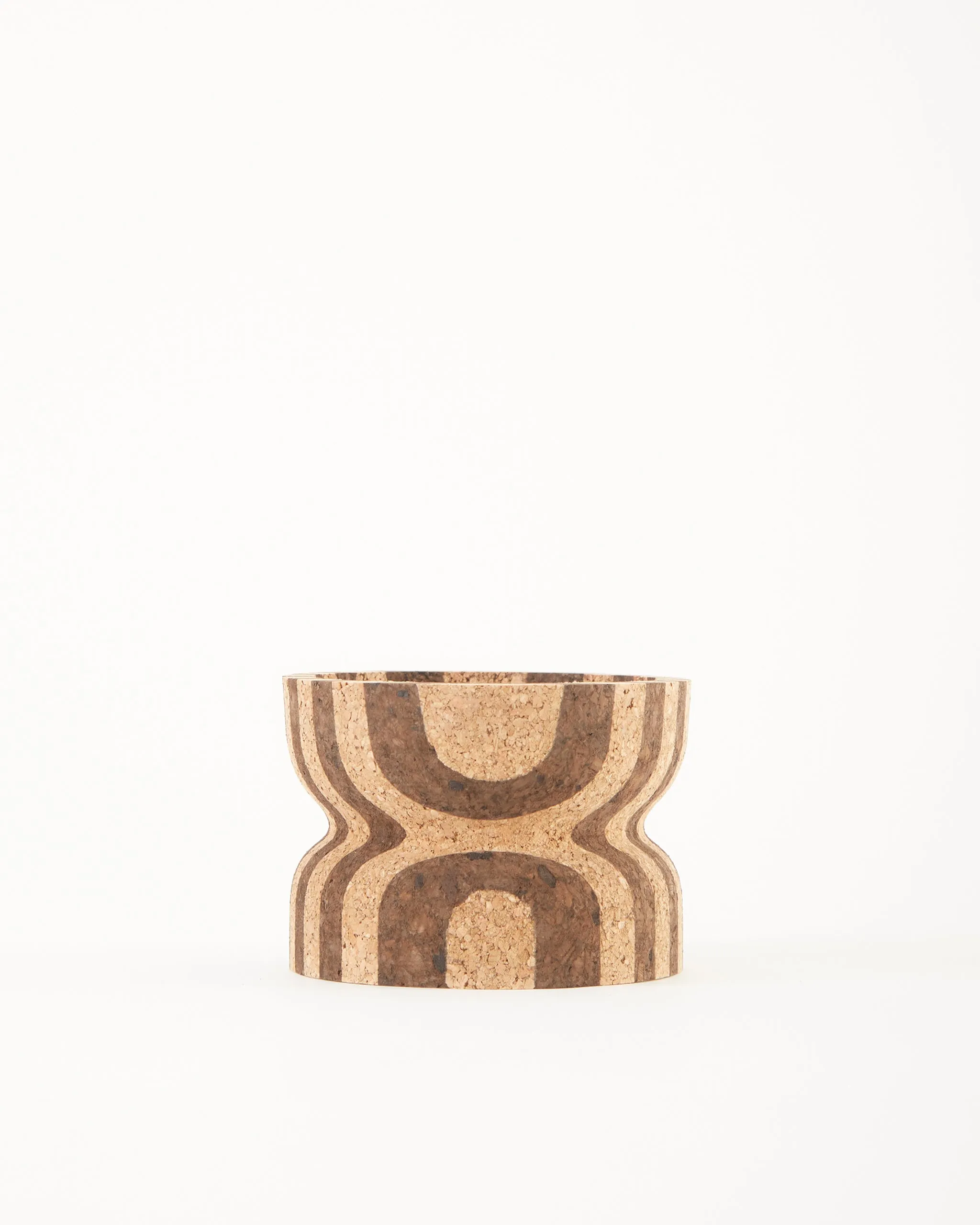Anni Short Striped Cork Candle Holder