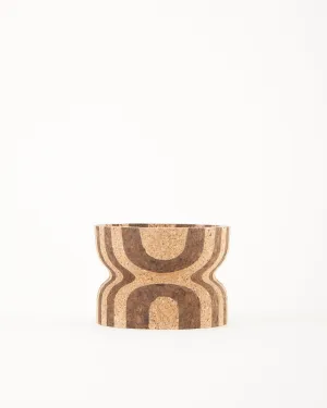 Anni Short Striped Cork Candle Holder