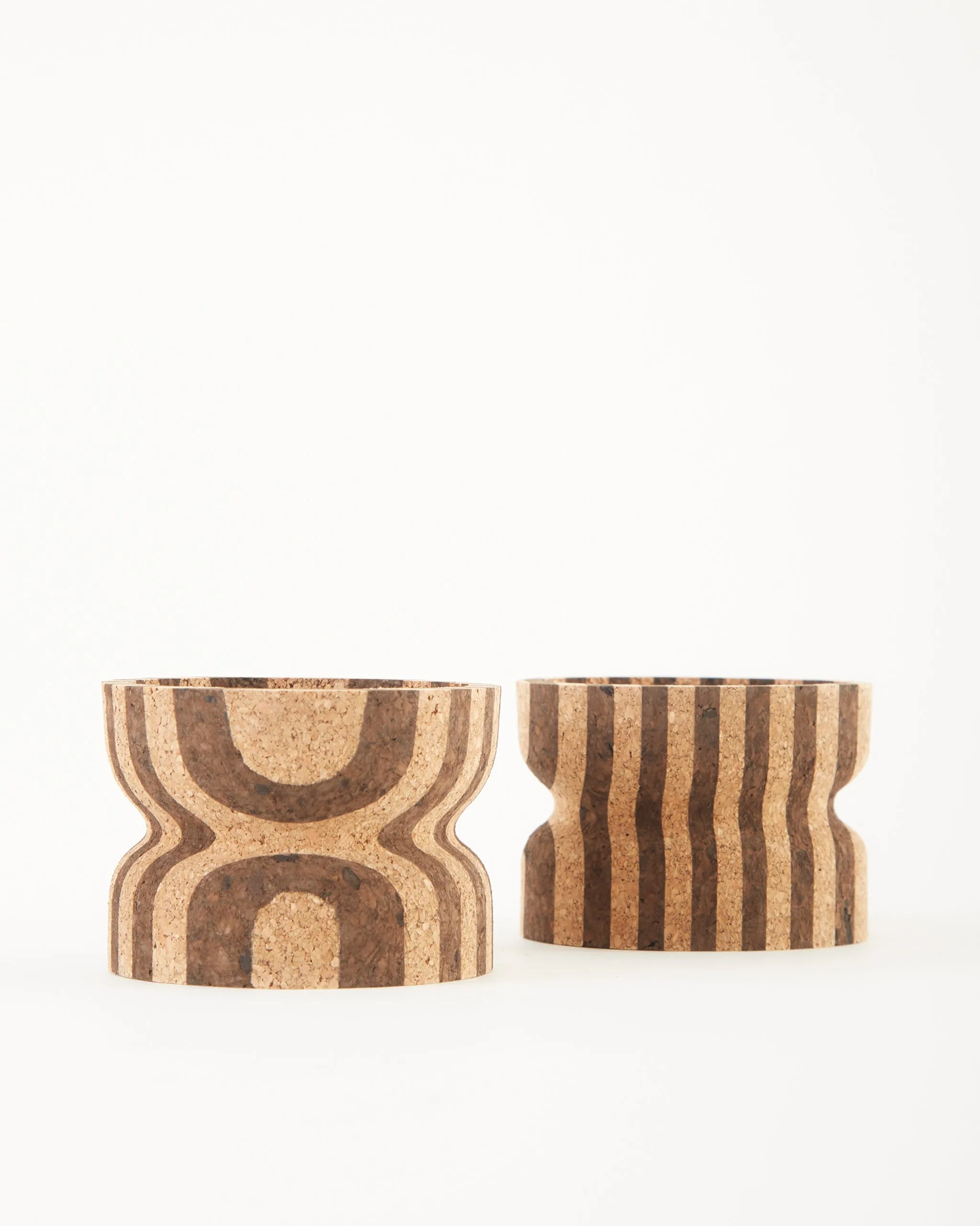 Anni Short Striped Cork Candle Holder