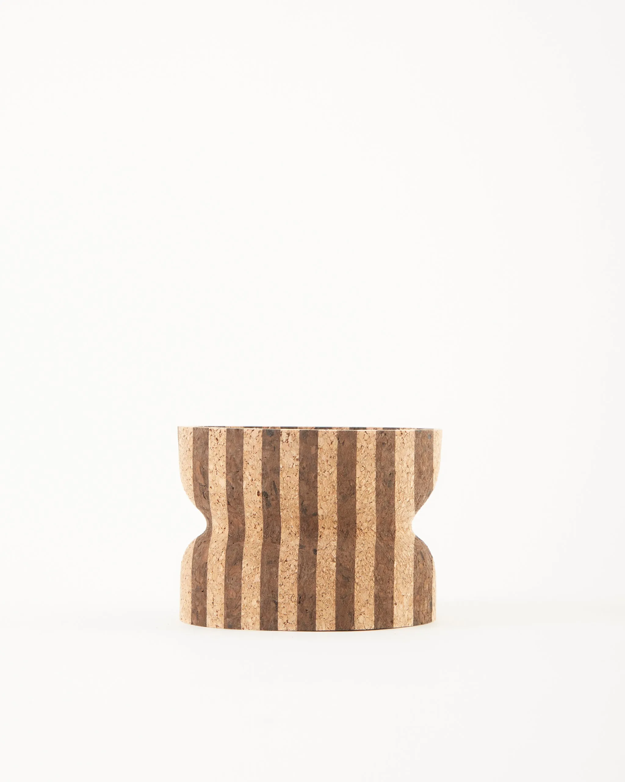 Anni Short Striped Cork Candle Holder
