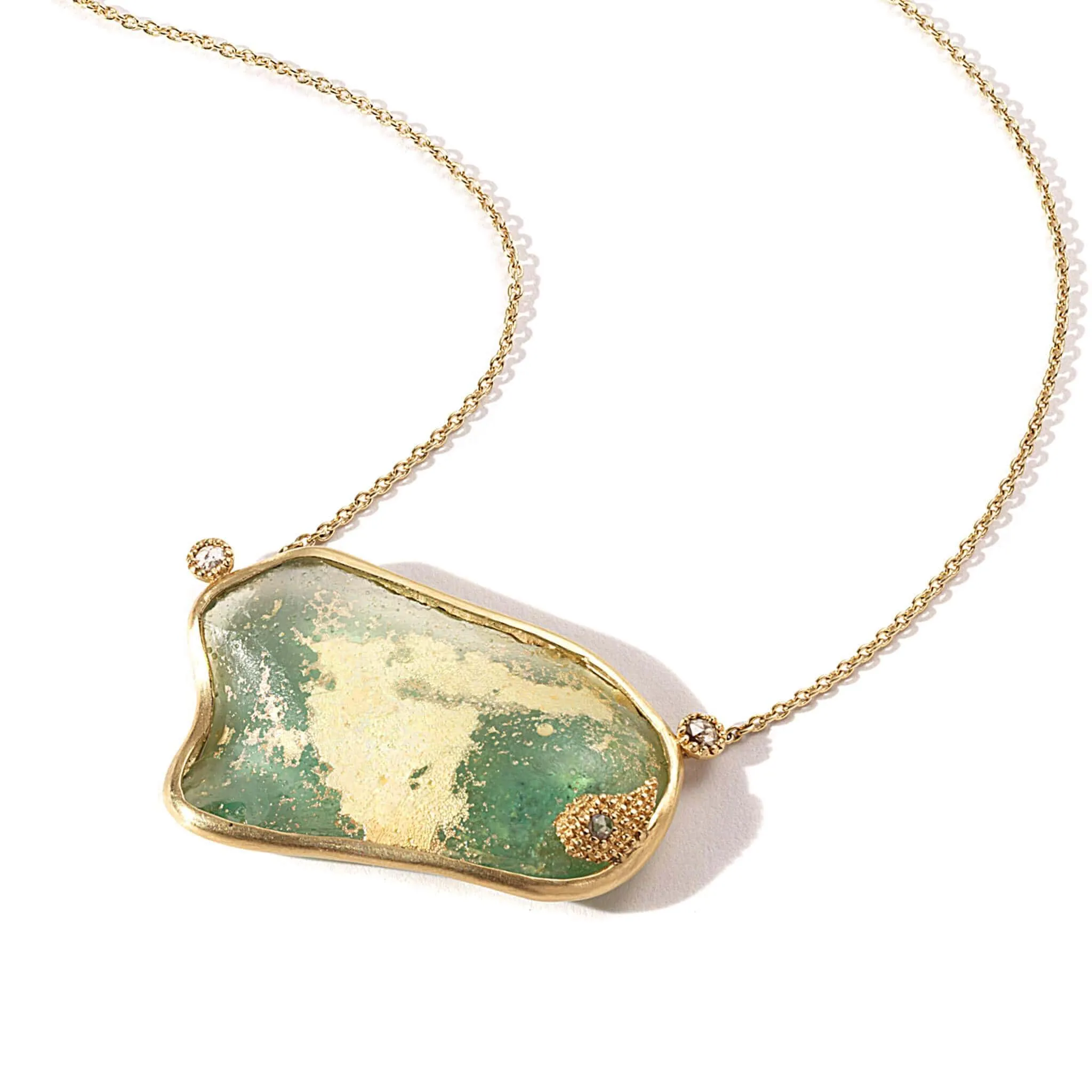 Antiquity 20K Carved Roman Glass Pendant Necklace