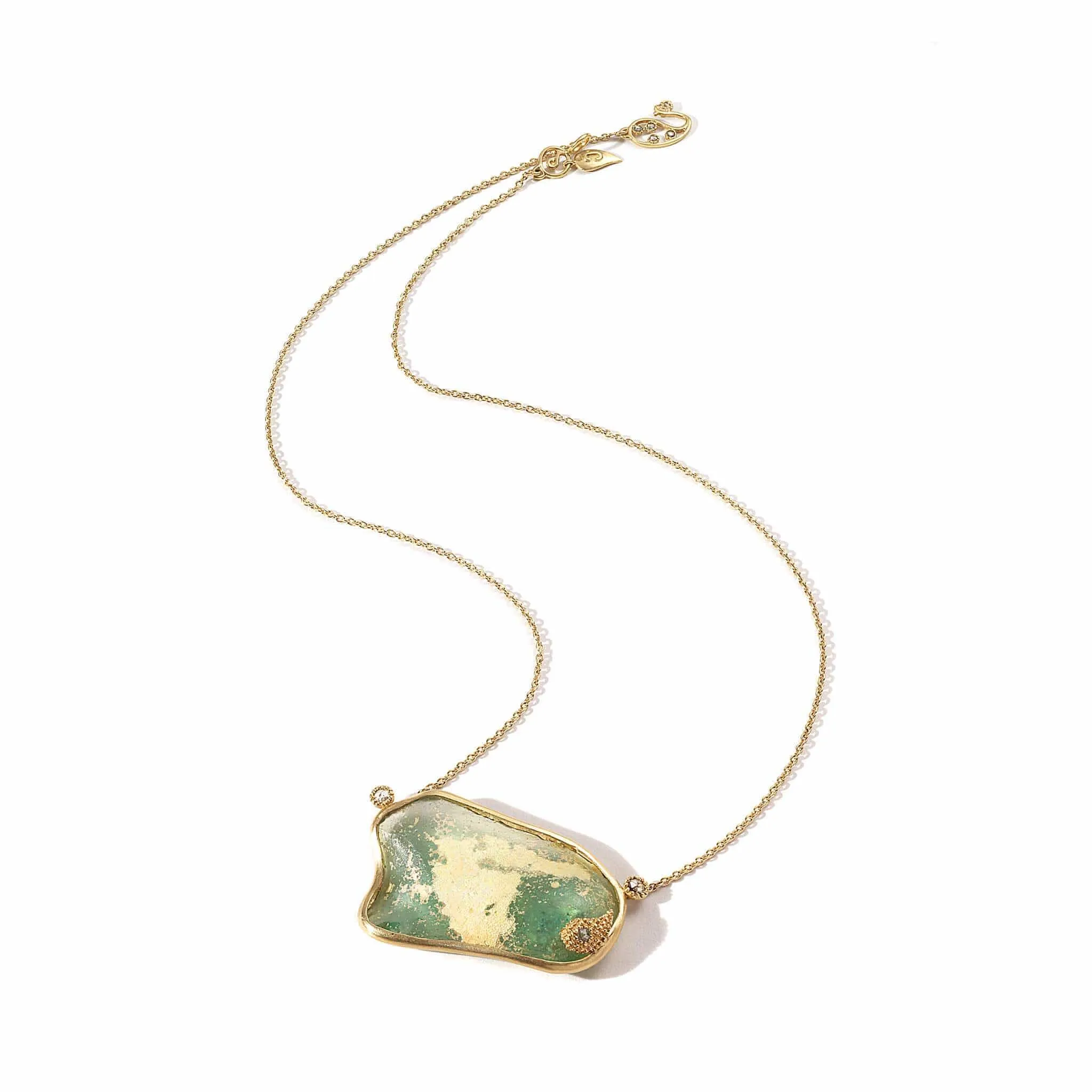 Antiquity 20K Carved Roman Glass Pendant Necklace