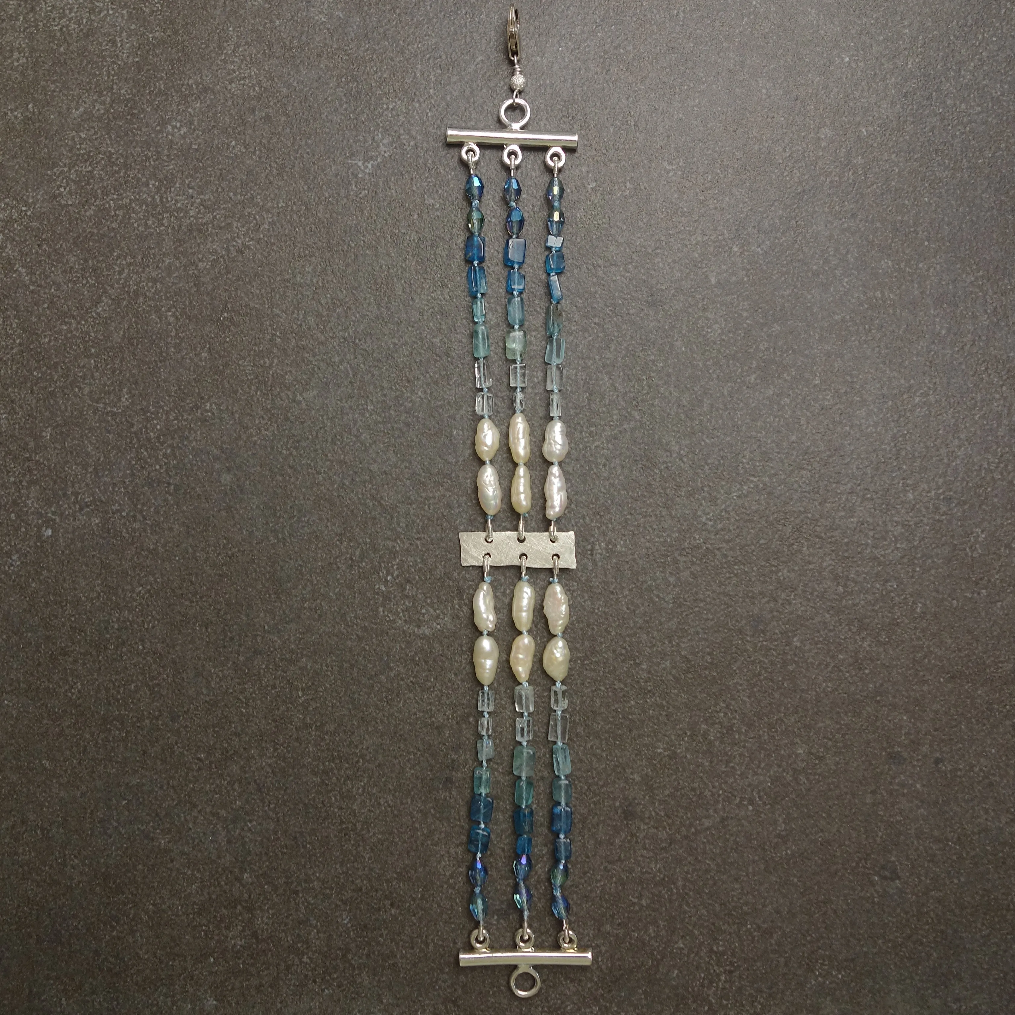 Aphrodite's Sea (pearl, aquamarine, and apatite) multi strand bracelet