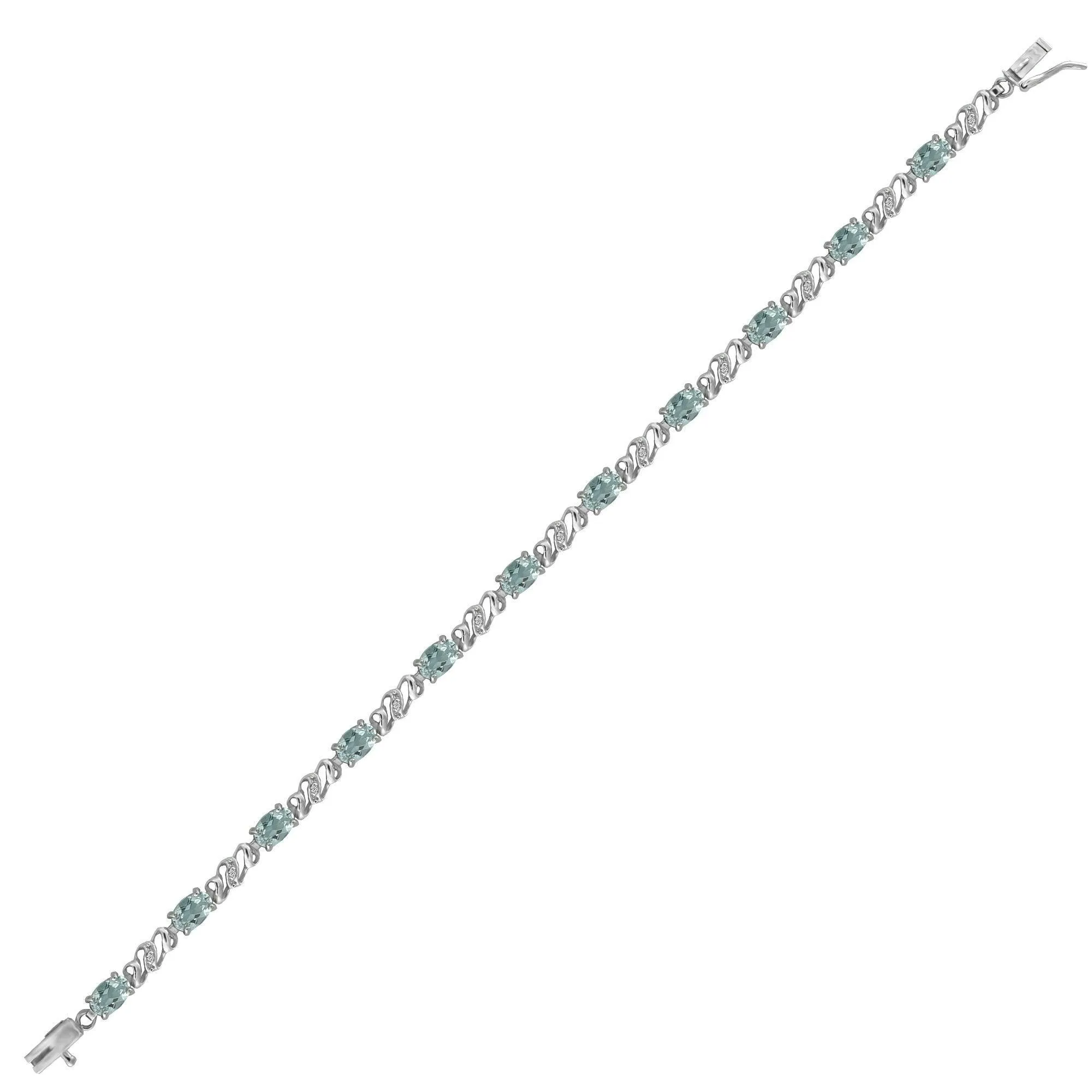 Aquamarine and Diamond Fashion Bracelet in 10K White Gold