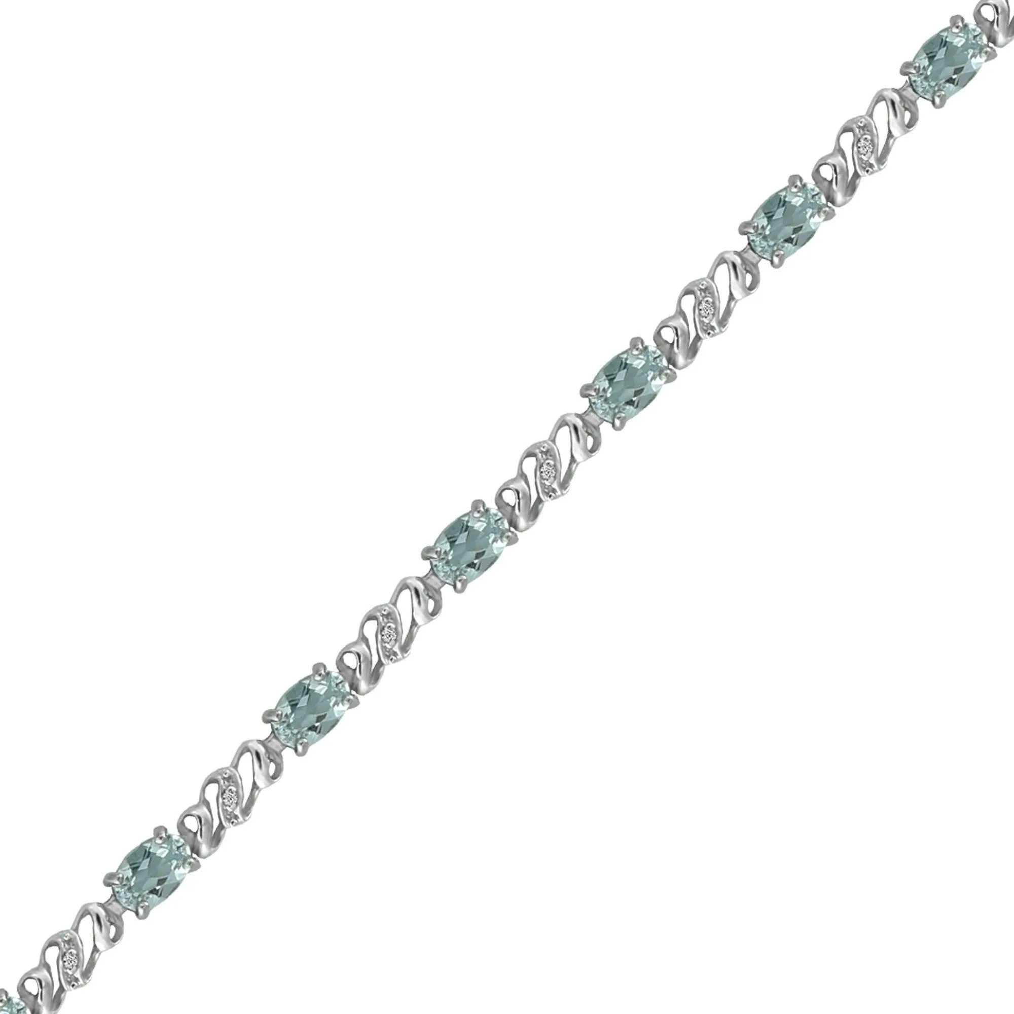 Aquamarine and Diamond Fashion Bracelet in 10K White Gold