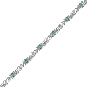 Aquamarine and Diamond Fashion Bracelet in 10K White Gold