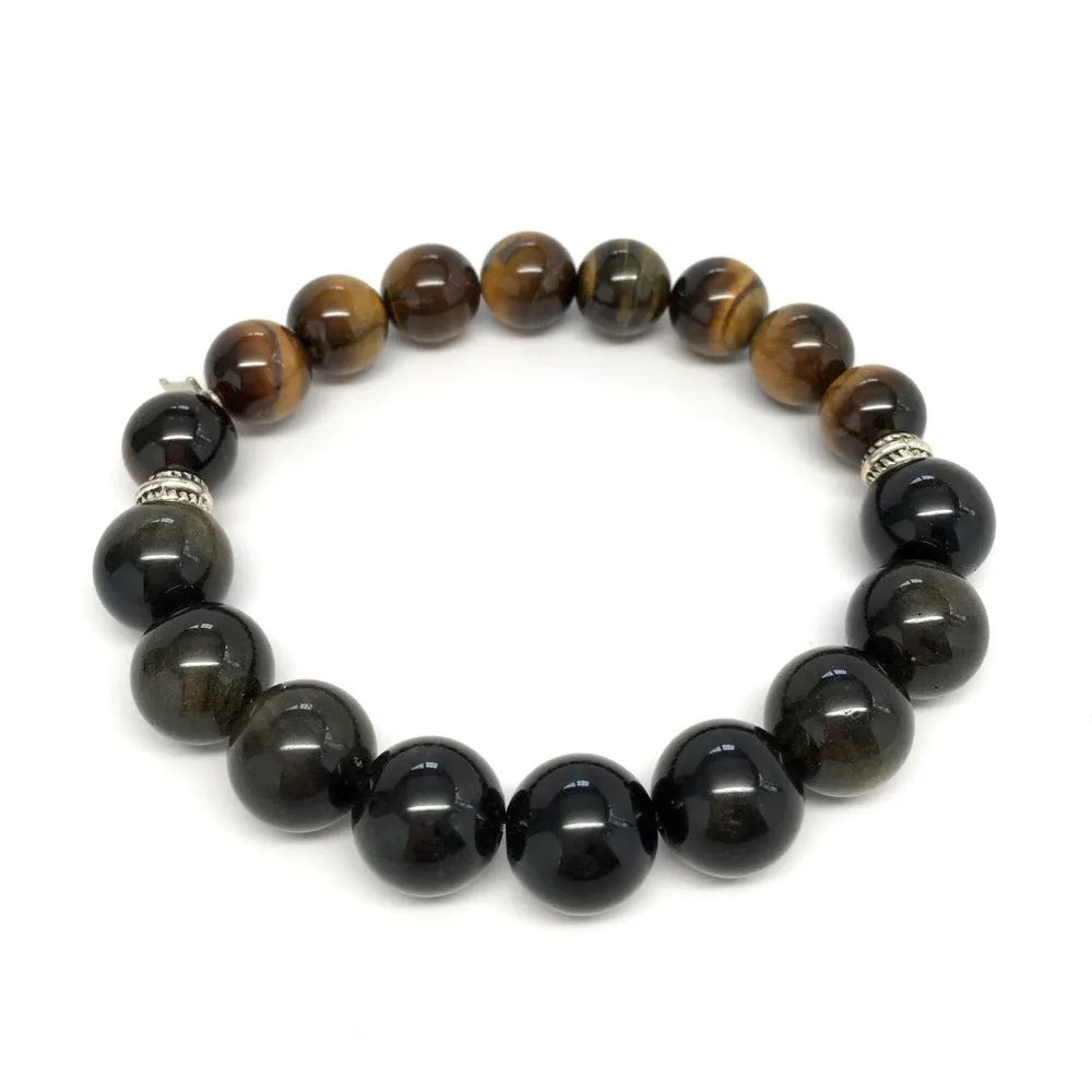 Asher Tiger Eye and Black Obsidian Bracelet