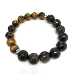 Asher Tiger Eye and Black Obsidian Bracelet