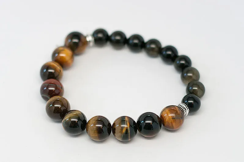 Asher Tiger Eye and Black Obsidian Bracelet