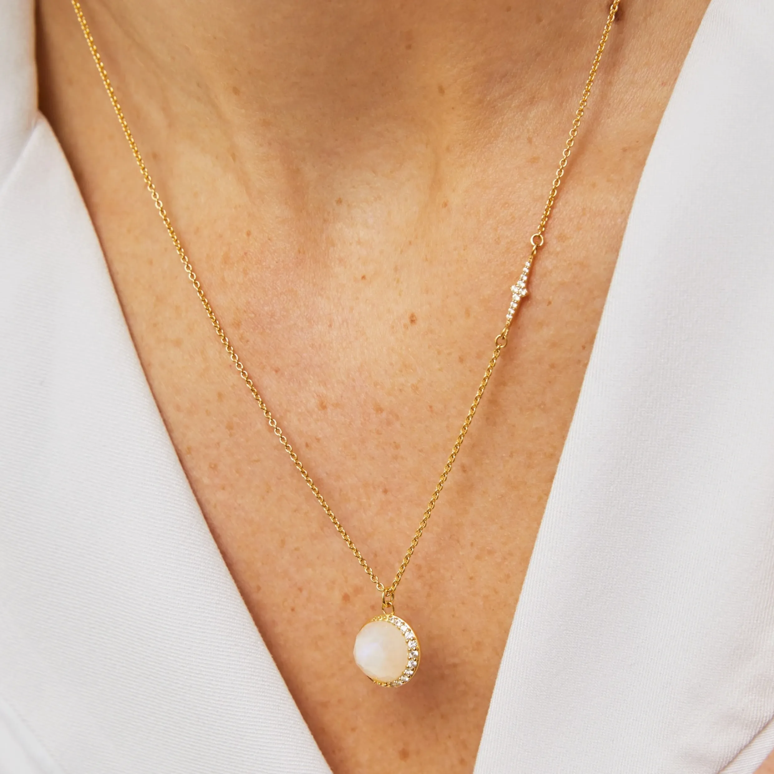 Astley Clarke Gold Large Luna Moonstone Pendant
