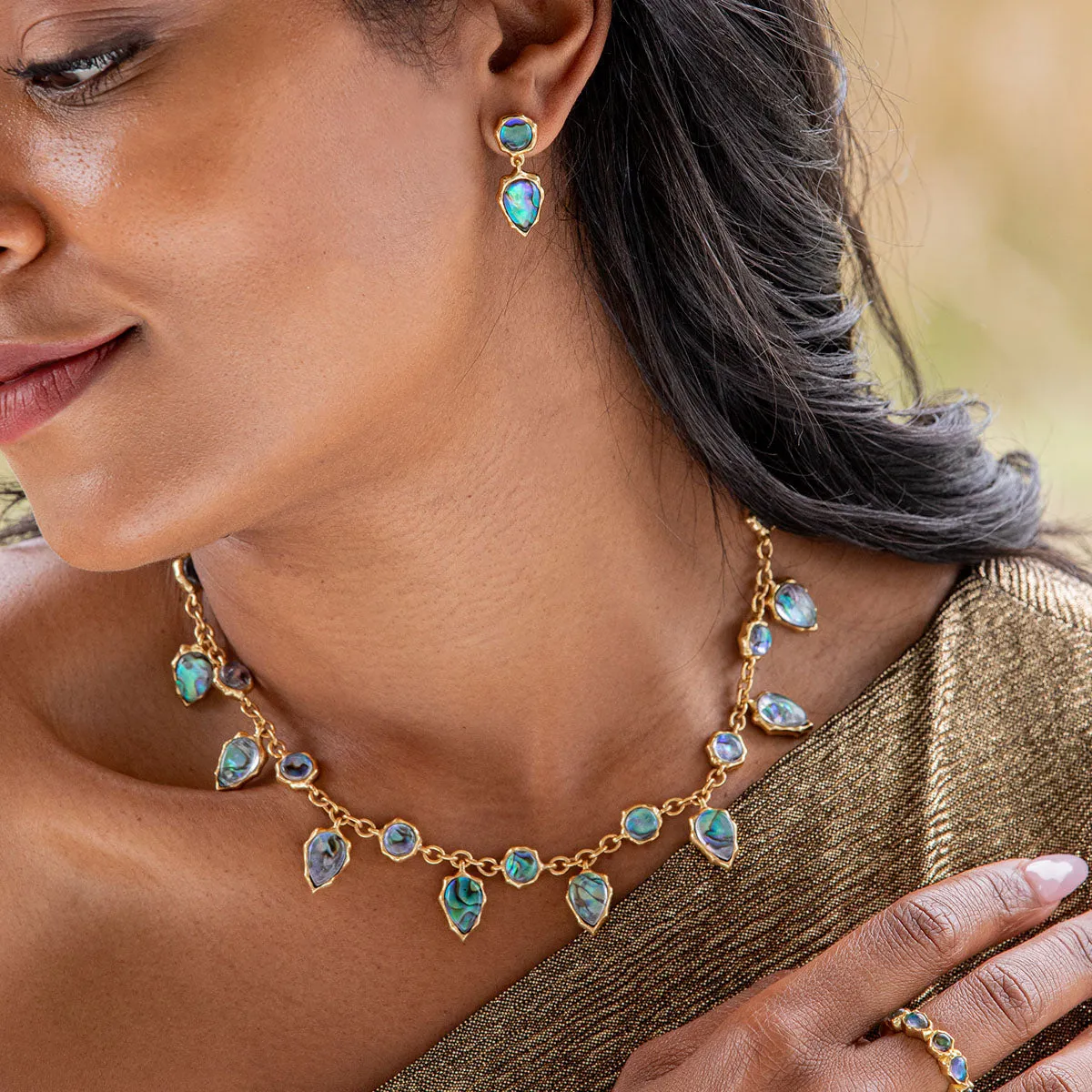 Aurora Necklace, 16" 2.5" - Abalone