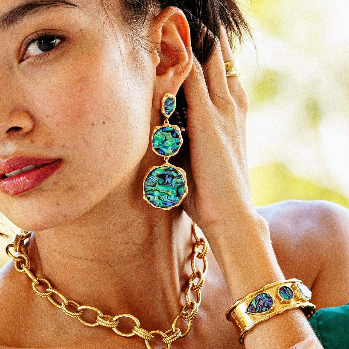 Aurora Triple Drop Post Earrings - Abalone