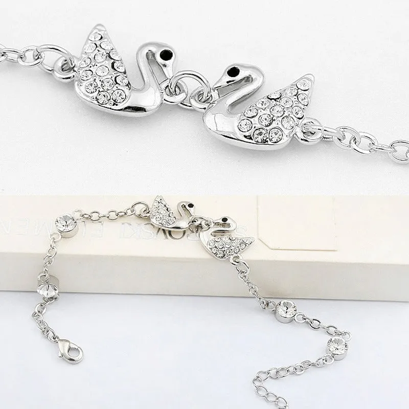 Austrian Crystal Swan Queens Charm Anklet