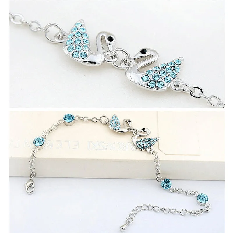 Austrian Crystal Swan Queens Charm Anklet