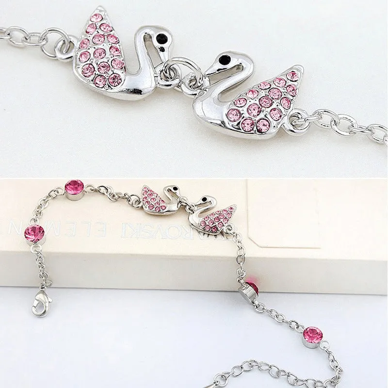 Austrian Crystal Swan Queens Charm Anklet