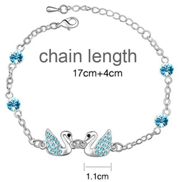 Austrian Crystal Swan Queens Charm Anklet