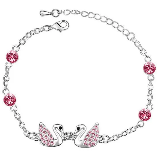 Austrian Crystal Swan Queens Charm Anklet