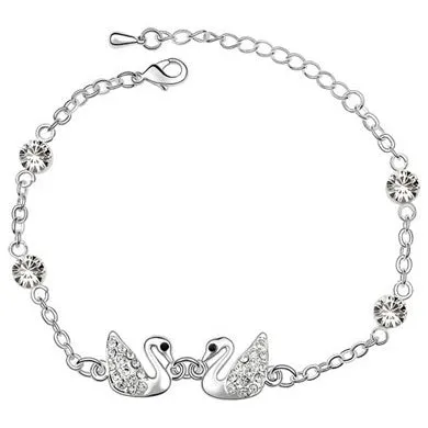 Austrian Crystal Swan Queens Charm Anklet