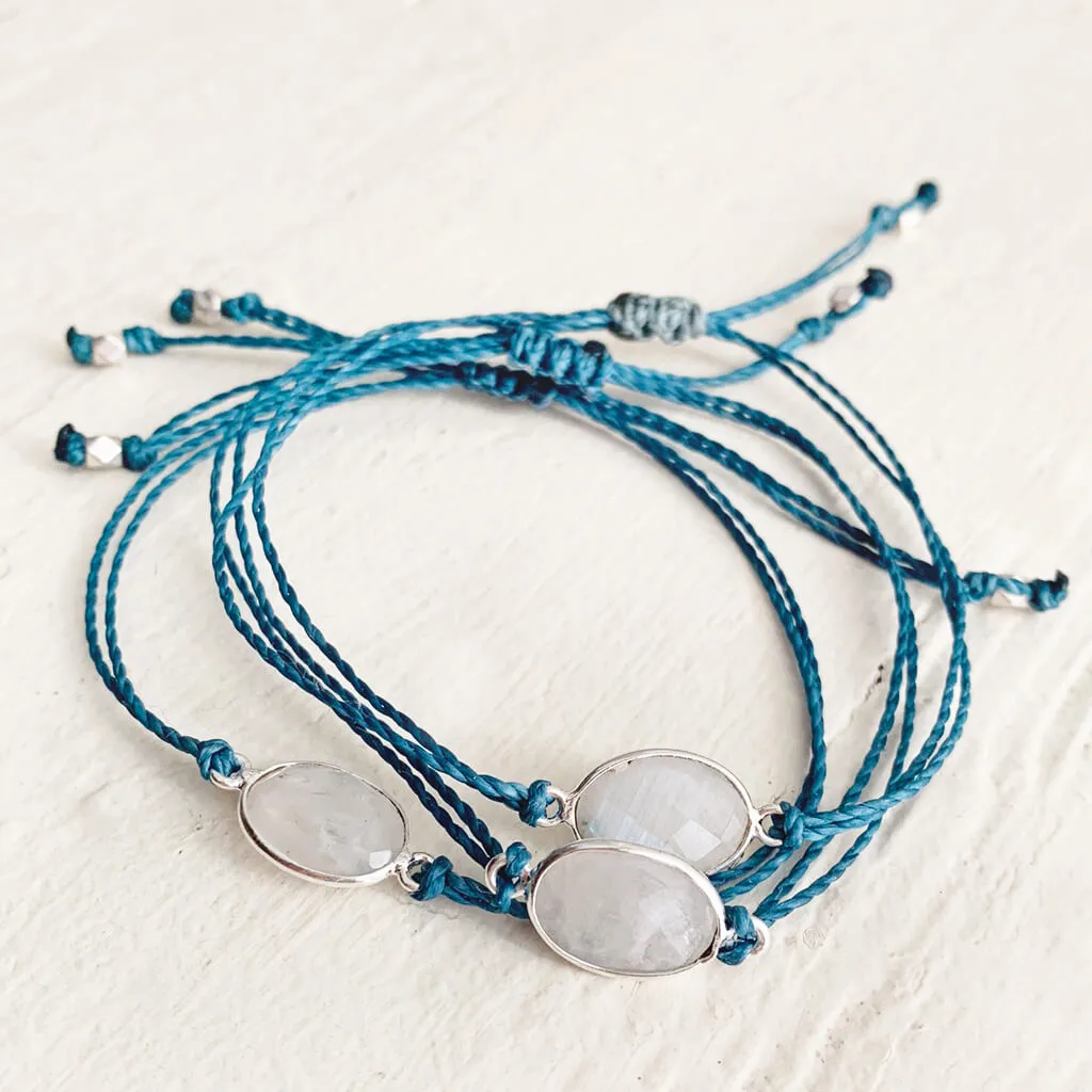 beach break moonstone // adjustable cord surf beach bracelet