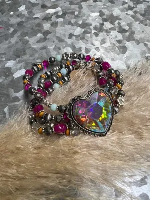 Beaded Heart Gem Bracelet