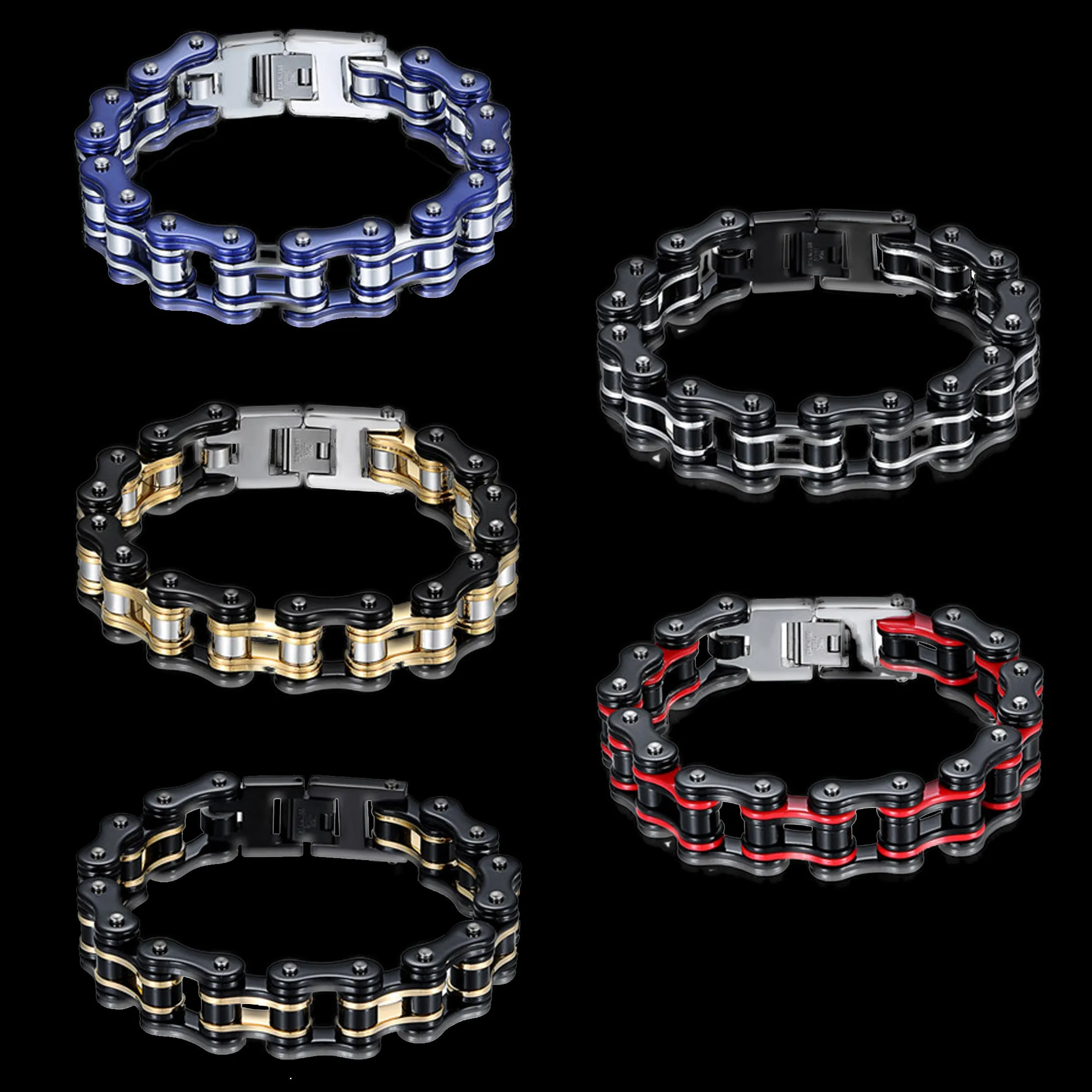 Biker Proud™ Chain Bracelet • Gold Silver Black Red or Blue