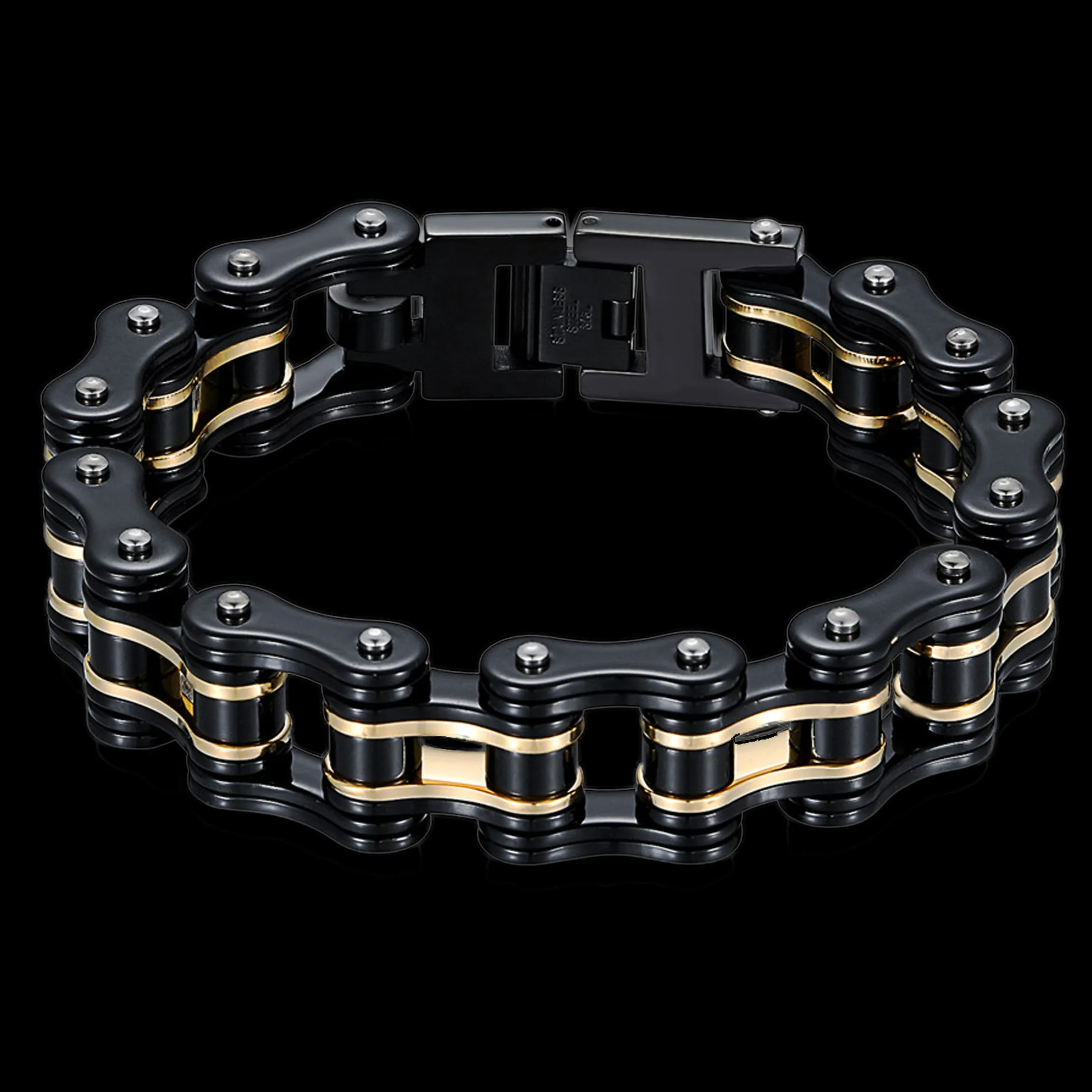 Biker Proud™ Chain Bracelet • Gold Silver Black Red or Blue