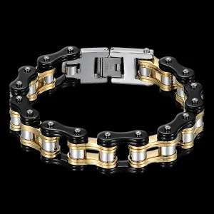 Biker Proud™ Chain Bracelet • Gold Silver Black Red or Blue