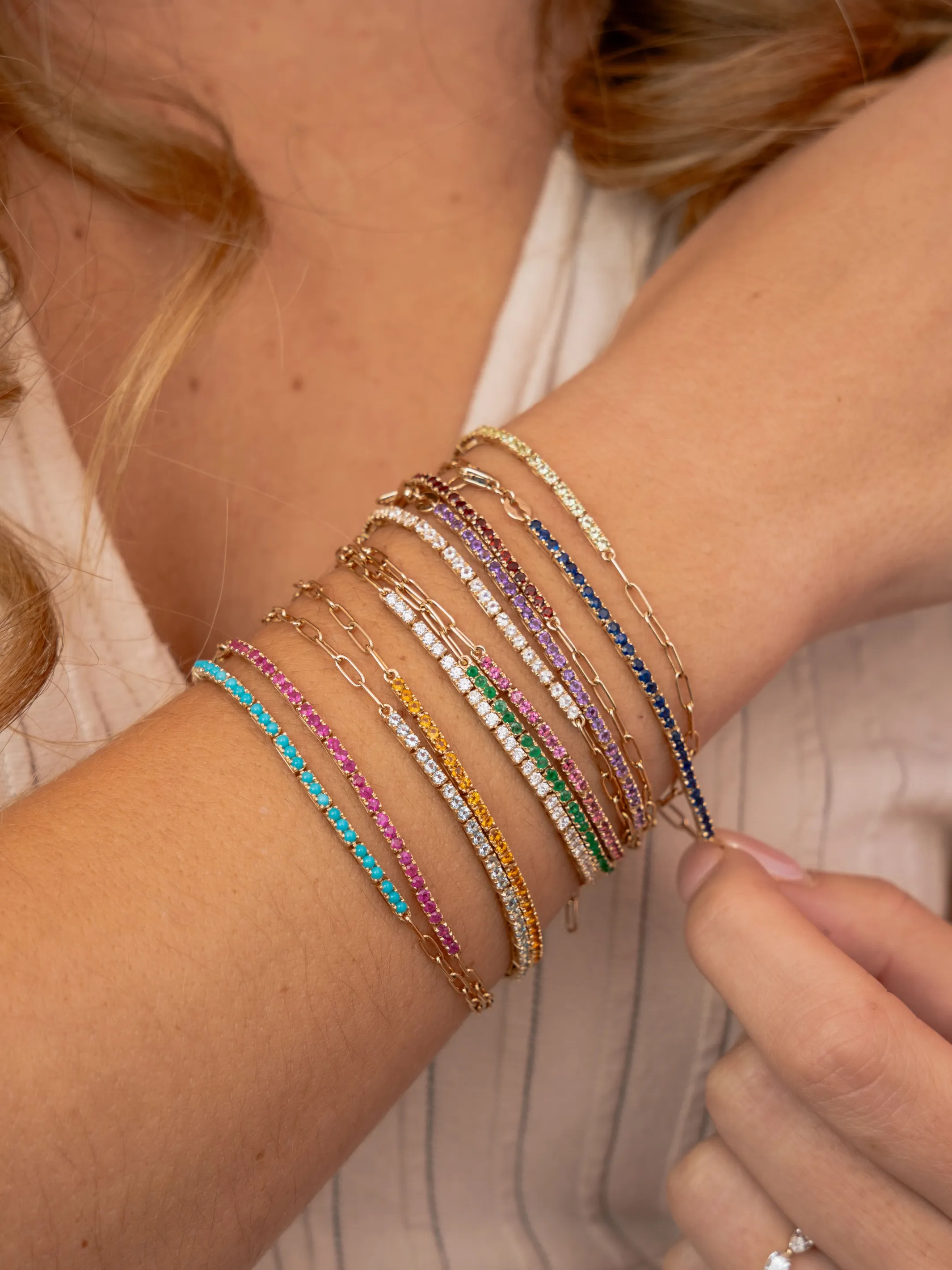 Birthstone Tennis Bracelet - January 14K