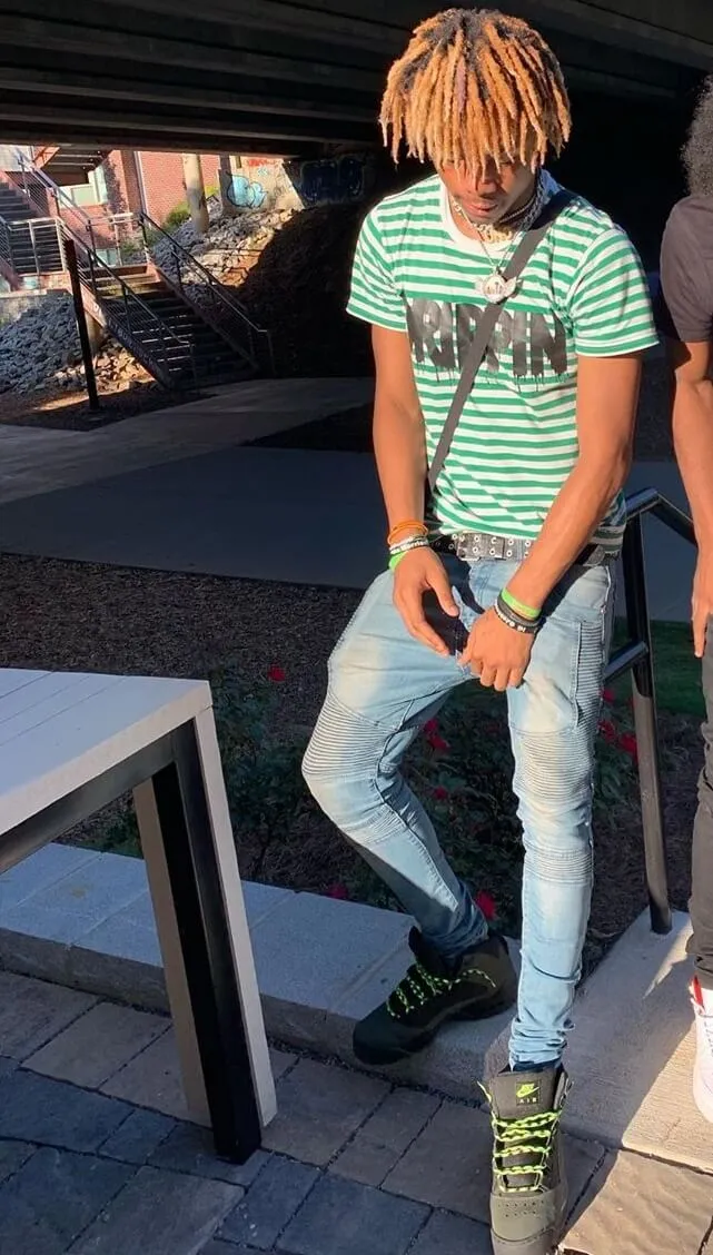 Black Drippin | Green/White Stripe Tee