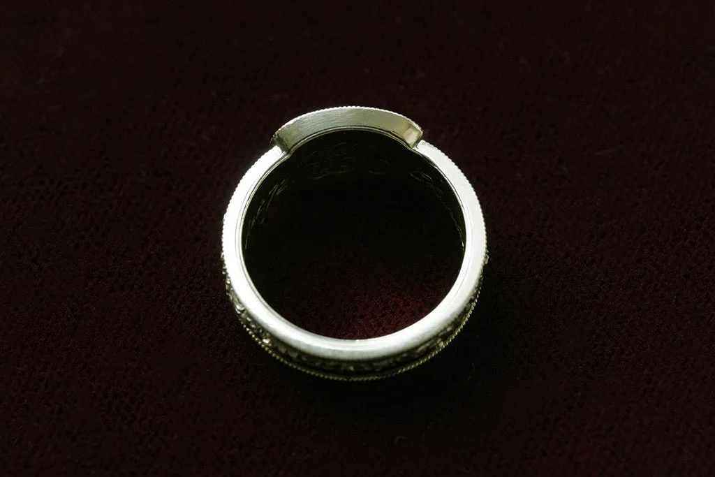 Black Enamel Memorial Locket Ring